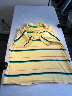 Vintage On Course Yellow Striped Polo Shirt XL Retro 90s Preppy Golf Style